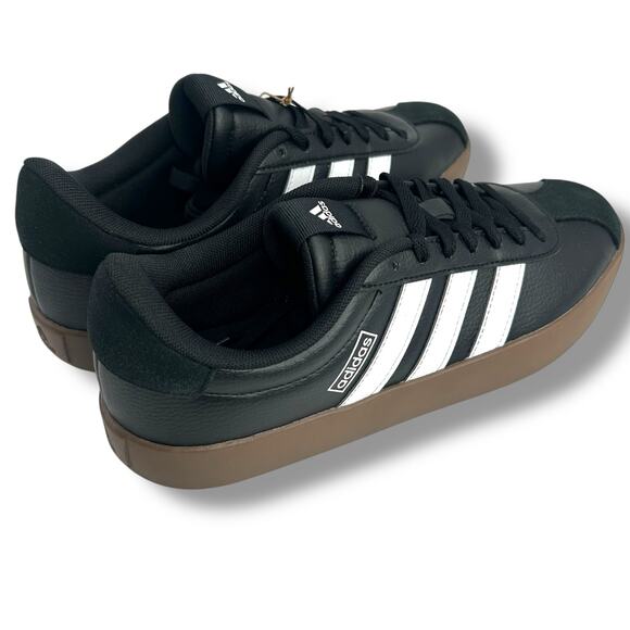 NEW Adidas Women's VL Court 3.0 Sneakers Size 8 Black Leather Low Top Casual - Picture 2 of 13
